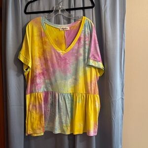 Vibrant Multicolor V-Neck Tie-Dye Top